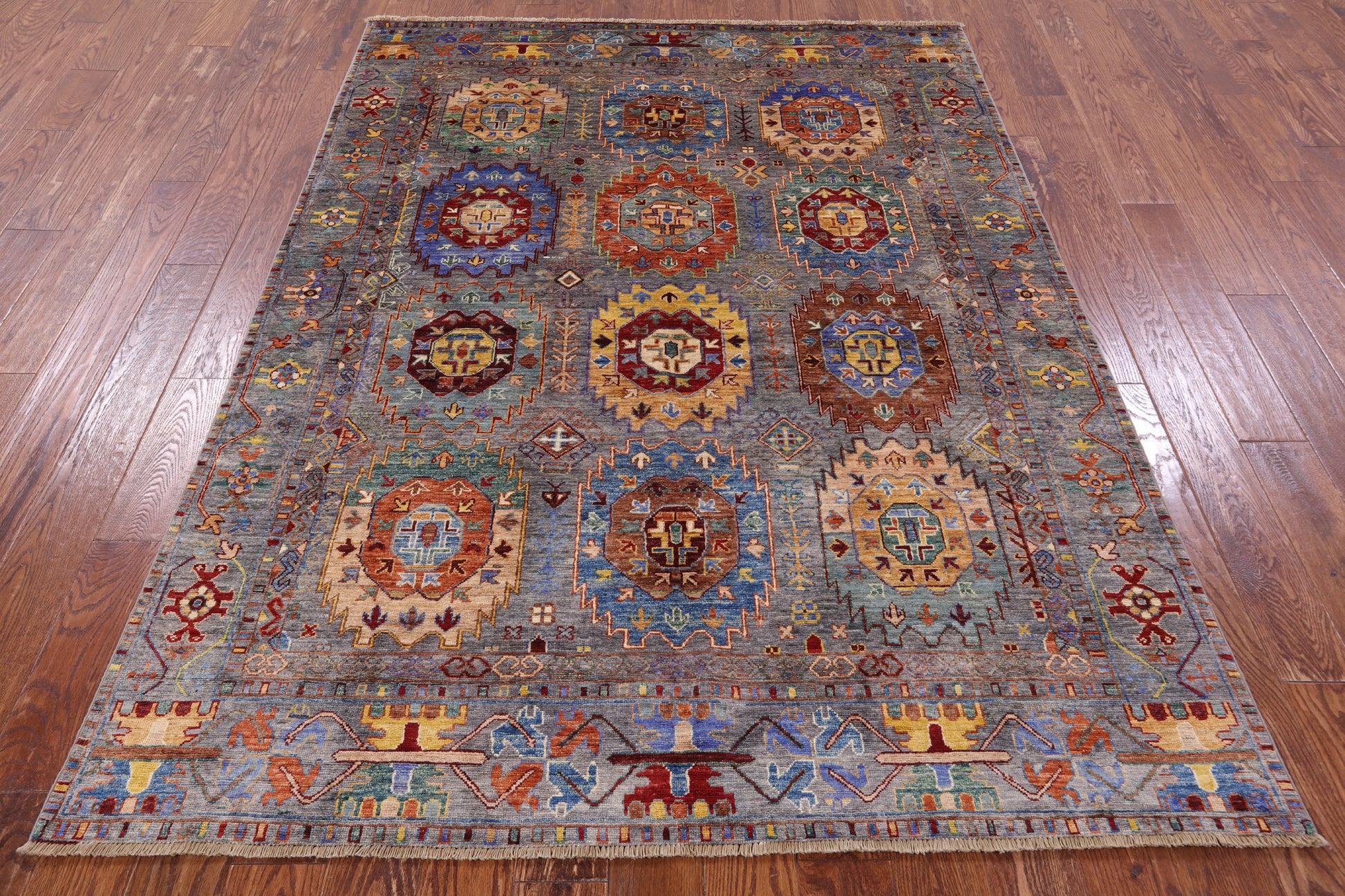 Turkmen Ersari Hand Knotted Wool Rug - 5' 8" X 7' 8" - Golden Nile