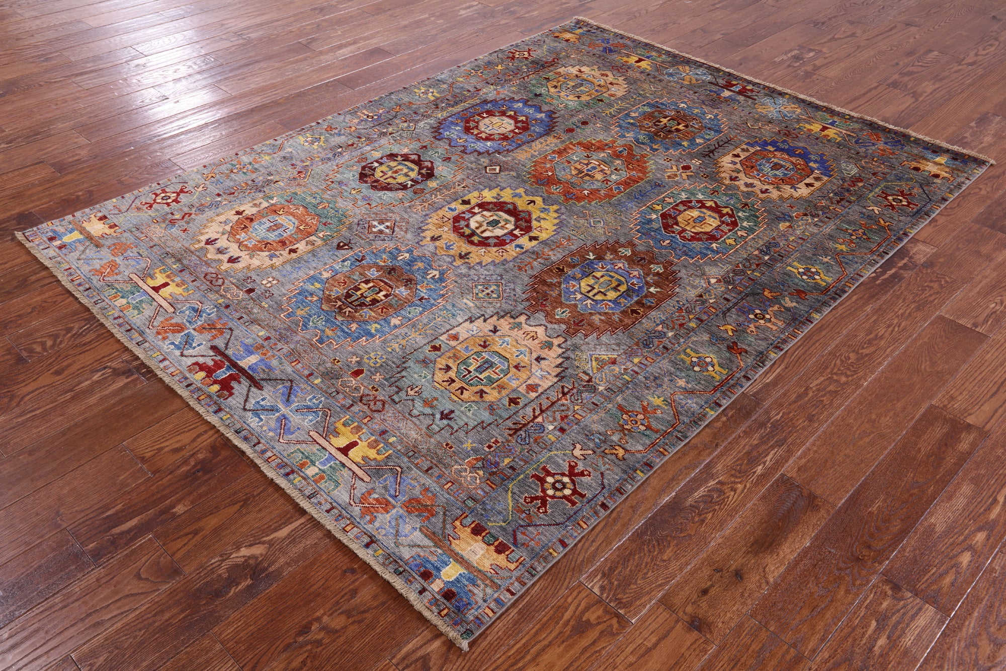 Turkmen Ersari Hand Knotted Wool Rug - 5' 8" X 7' 8" - Golden Nile