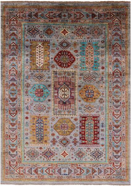 Turkmen Ersari Hand Knotted Wool Rug - 5' 8" X 7' 11" - Golden Nile