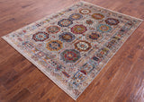 Turkmen Ersari Hand Knotted Wool Rug - 5' 7" X 7' 5" - Golden Nile
