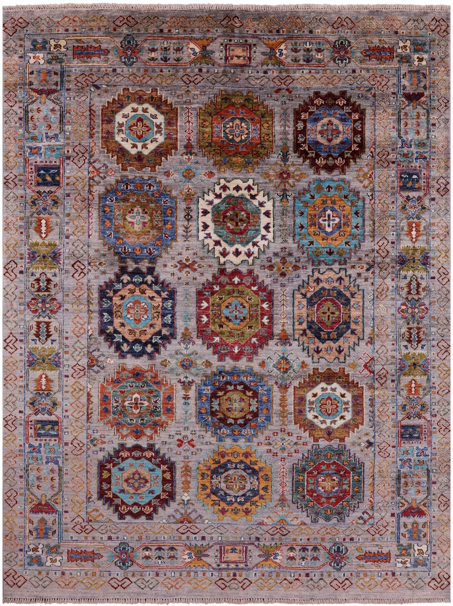 Turkmen Ersari Hand Knotted Wool Rug - 5' 7" X 7' 5" - Golden Nile