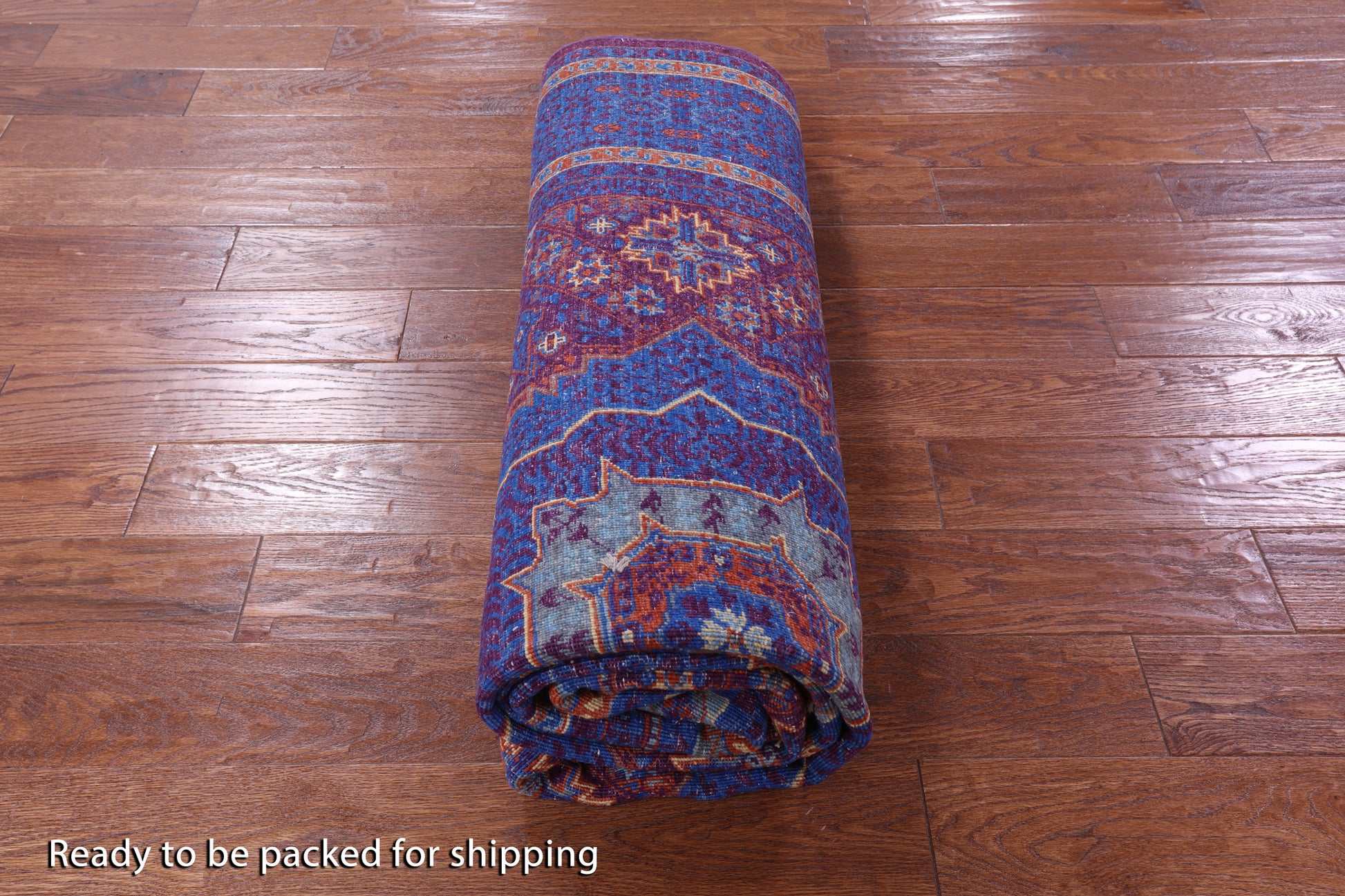 Purple Geometric Persian Mamluk Hand Knotted Wool Rug - 6' 6" X 10' 1" - Golden Nile