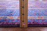 Purple Geometric Persian Mamluk Hand Knotted Wool Rug - 6' 6" X 10' 1" - Golden Nile
