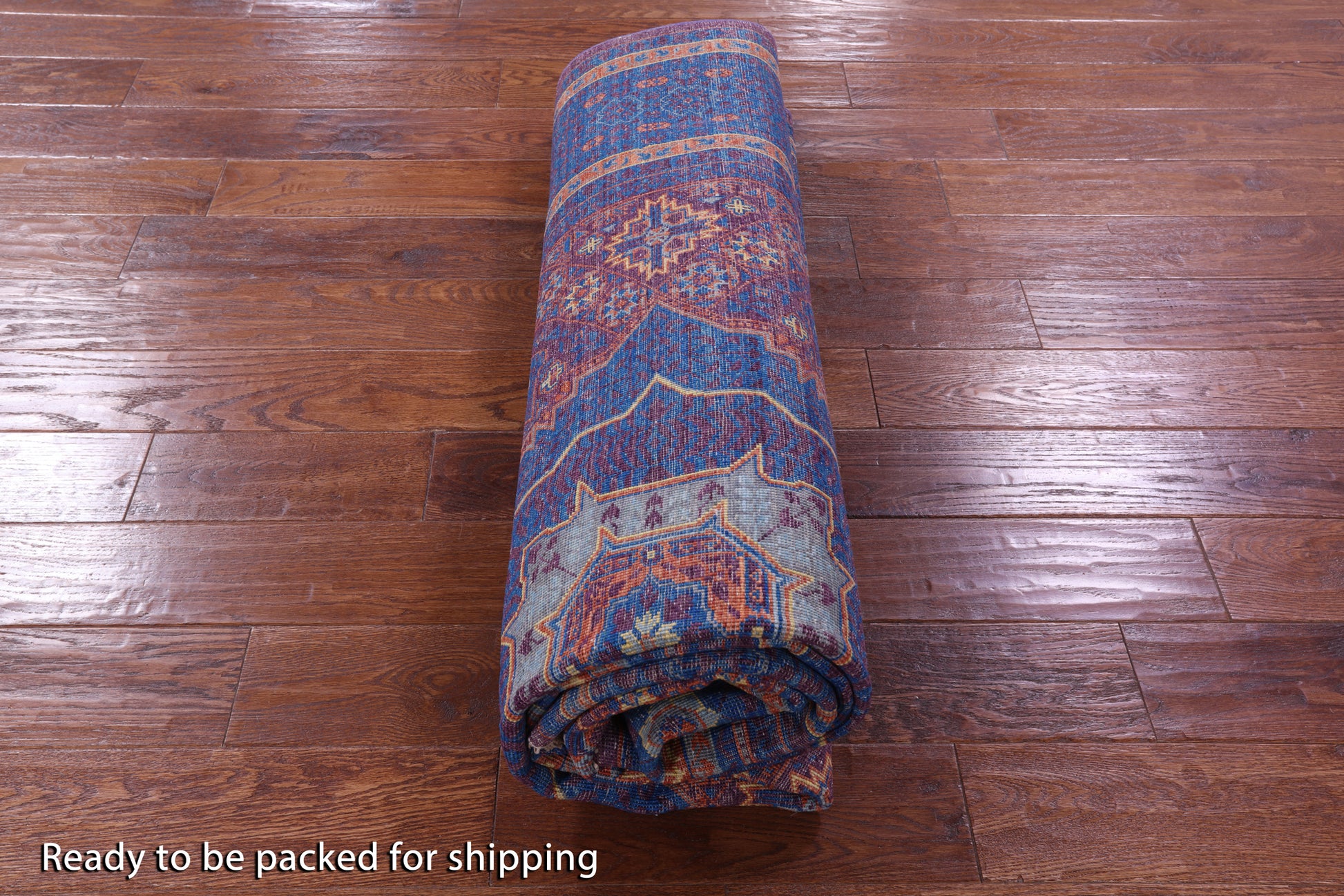 Purple Geometric Persian Mamluk Hand Knotted Wool Rug - 6' 8" X 9' 9" - Golden Nile
