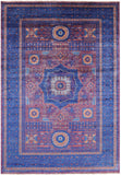 Purple Geometric Persian Mamluk Hand Knotted Wool Rug - 6' 8" X 9' 9" - Golden Nile