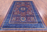 Purple Geometric Persian Mamluk Hand Knotted Wool Rug - 6' 8" X 9' 9" - Golden Nile