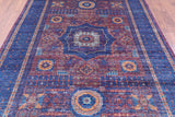 Purple Geometric Persian Mamluk Hand Knotted Wool Rug - 6' 8" X 9' 9" - Golden Nile