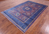 Purple Geometric Persian Mamluk Hand Knotted Wool Rug - 6' 8" X 9' 9" - Golden Nile