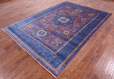 Purple Geometric Persian Mamluk Hand Knotted Wool Rug - 6' 8" X 9' 9" - Golden Nile