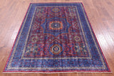 Geometric Persian Mamluk Hand Knotted Wool Rug - 5' 0" X 6' 9" - Golden Nile