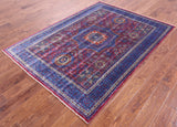 Geometric Persian Mamluk Hand Knotted Wool Rug - 5' 0" X 6' 9" - Golden Nile