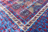 Geometric Persian Mamluk Hand Knotted Wool Rug - 5' 0" X 6' 9" - Golden Nile