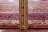 Red Geometric Persian Mamluk Hand Knotted Wool Rug - 5' 1" X 6' 7" - Golden Nile