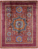 Red Geometric Persian Mamluk Hand Knotted Wool Rug - 5' 1" X 6' 7" - Golden Nile