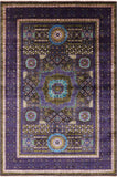 Geometric Persian Mamluk Hand Knotted Wool Rug - 6' 7" X 9' 10" - Golden Nile