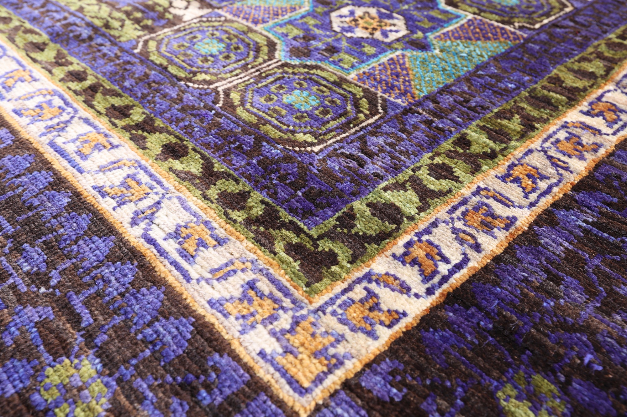 Geometric Persian Mamluk Hand Knotted Wool Rug - 6' 7" X 9' 10" - Golden Nile
