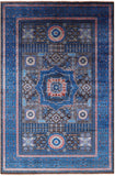 Brown Geometric Persian Mamluk Hand Knotted Wool Rug - 6' 8" X 9' 9" - Golden Nile