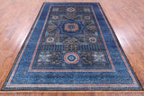 Brown Geometric Persian Mamluk Hand Knotted Wool Rug - 6' 8" X 9' 9" - Golden Nile