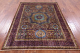 Brown Geometric Persian Mamluk Handmade Wool Rug - 5' 1" X 6' 10" - Golden Nile