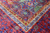 Red Geometric Persian Mamluk Hand Knotted Wool Rug - 5' 0" X 6' 8" - Golden Nile