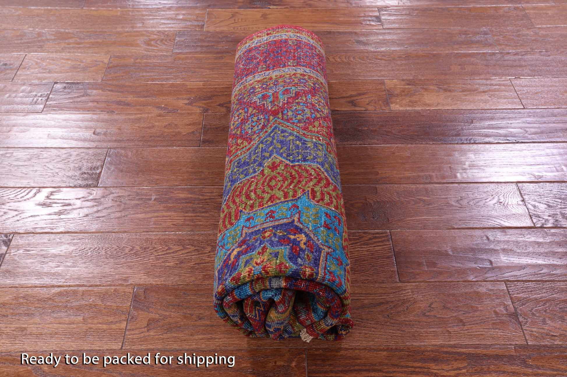 Red Geometric Persian Mamluk Hand Knotted Wool Rug - 5' 0" X 6' 8" - Golden Nile