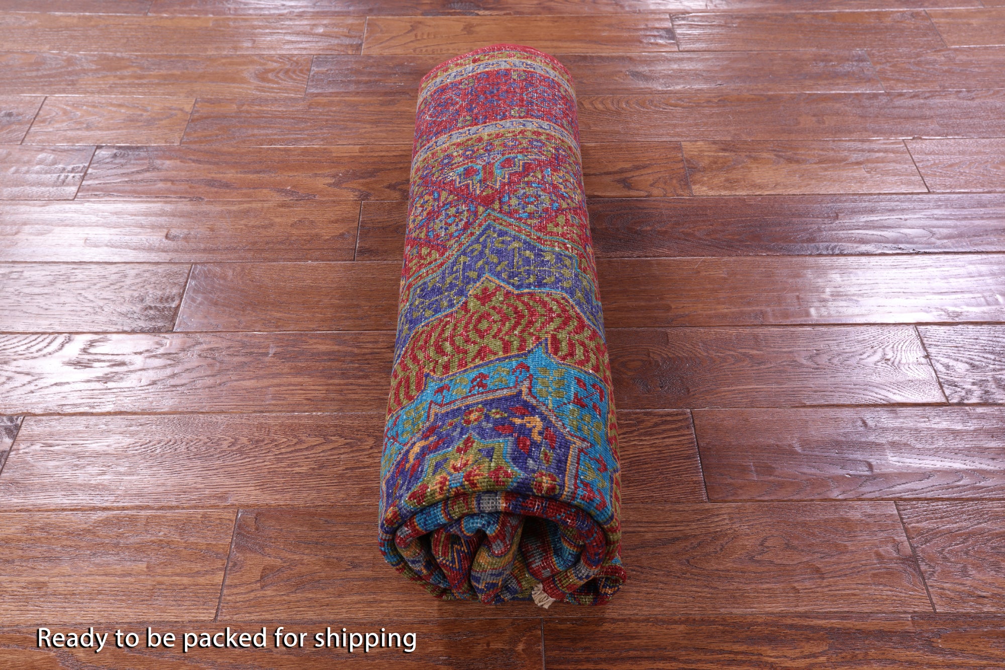 Red Geometric Persian Mamluk Hand Knotted Wool Rug - 5' 0" X 6' 8" - Golden Nile
