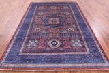 Red Geometric Persian Mamluk Hand Knotted Wool Rug - 6' 9" X 9' 8" - Golden Nile