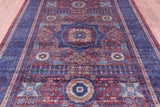 Red Geometric Persian Mamluk Hand Knotted Wool Rug - 6' 9" X 9' 8" - Golden Nile