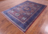 Red Geometric Persian Mamluk Hand Knotted Wool Rug - 6' 9" X 9' 8" - Golden Nile