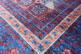 Red Geometric Persian Mamluk Hand Knotted Wool Rug - 6' 9" X 9' 8" - Golden Nile