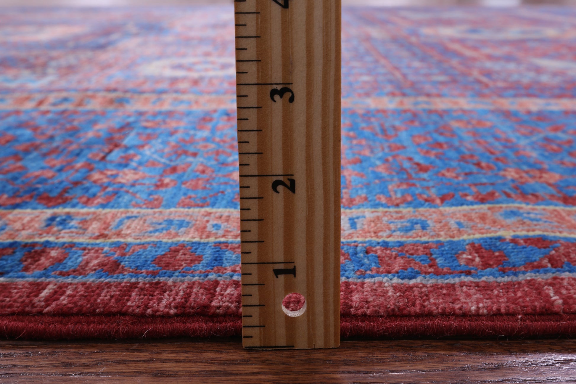 Red Geometric Persian Mamluk Hand Knotted Wool Rug - 6' 9" X 9' 8" - Golden Nile