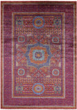 Red Geometric Persian Mamluk Hand Knotted Wool Rug - 6' 9" X 9' 9" - Golden Nile