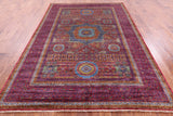 Red Geometric Persian Mamluk Hand Knotted Wool Rug - 6' 9" X 9' 9" - Golden Nile