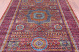 Red Geometric Persian Mamluk Hand Knotted Wool Rug - 6' 9" X 9' 9" - Golden Nile
