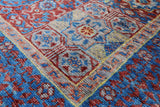 Red Geometric Persian Mamluk Hand Knotted Wool Rug - 3' 6" X 4' 9" - Golden Nile