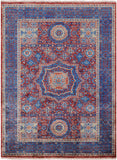 Red Geometric Persian Mamluk Hand Knotted Wool Rug - 3' 6" X 4' 9" - Golden Nile