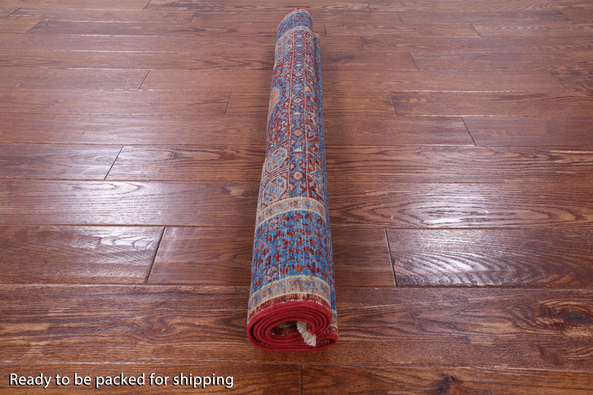 Red Geometric Persian Mamluk Hand Knotted Wool Rug - 3' 6" X 4' 9" - Golden Nile