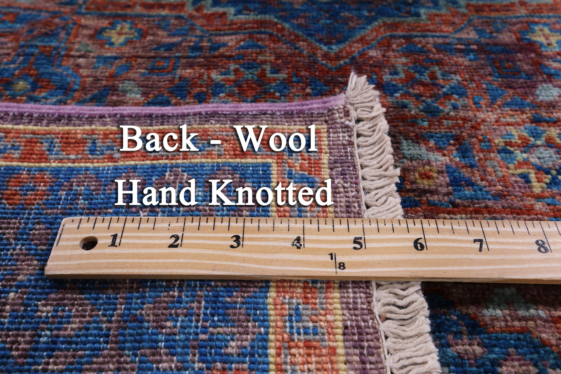 Purple Geometric Persian Mamluk Hand Knotted Wool Rug - 3' 4" X 5' 1" - Golden Nile