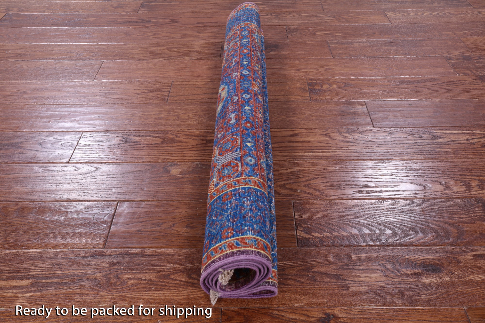 Purple Geometric Persian Mamluk Hand Knotted Wool Rug - 3' 4" X 5' 1" - Golden Nile