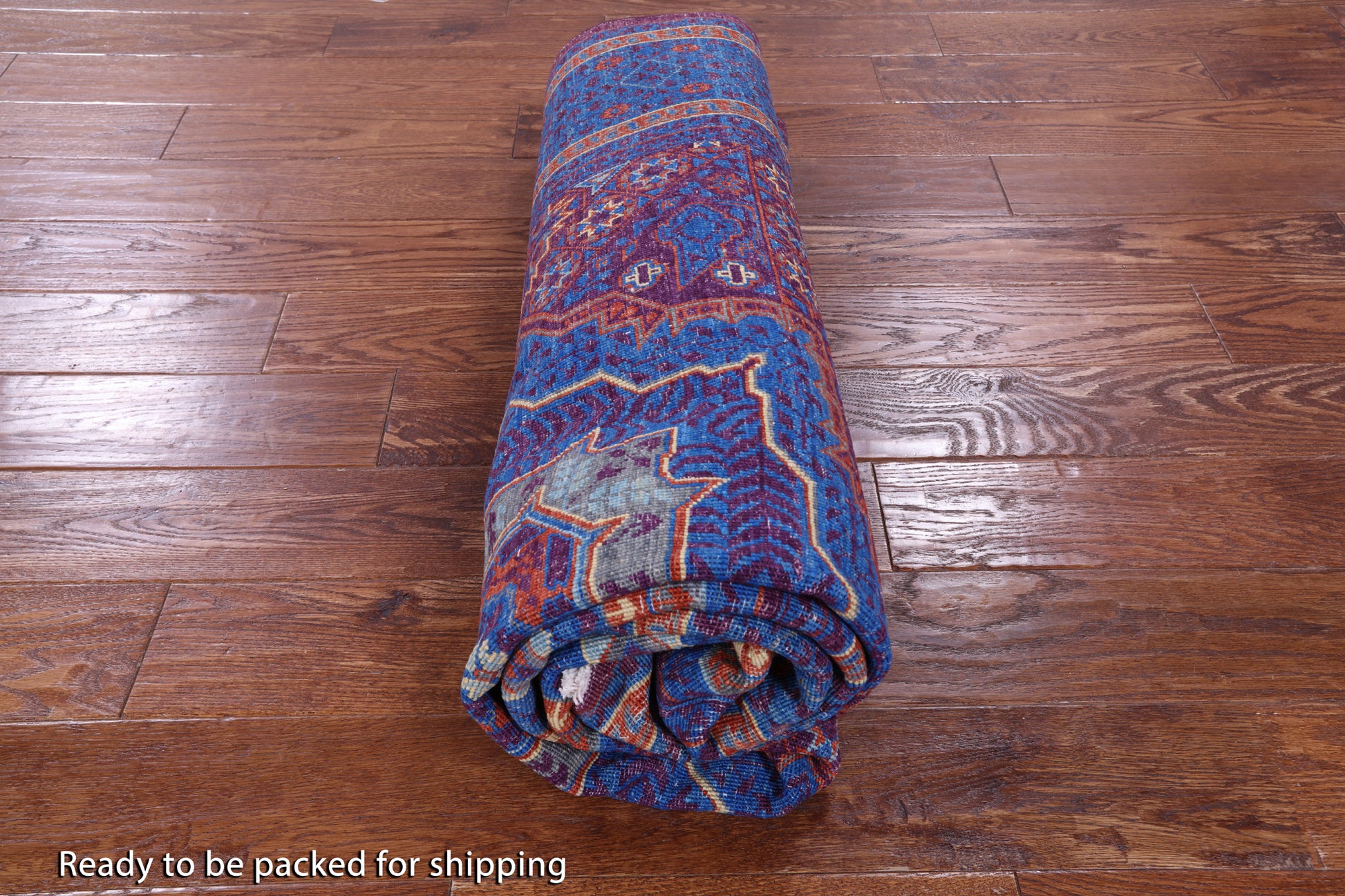 Purple Geometric Persian Mamluk Hand Knotted Wool Rug - 5' 8" X 8' 1" - Golden Nile