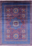Purple Geometric Persian Mamluk Hand Knotted Wool Rug - 5' 8" X 8' 1" - Golden Nile