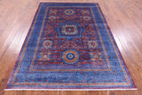 Purple Geometric Persian Mamluk Hand Knotted Wool Rug - 5' 8" X 8' 1" - Golden Nile