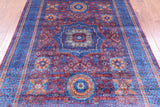 Purple Geometric Persian Mamluk Hand Knotted Wool Rug - 5' 8" X 8' 1" - Golden Nile