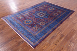 Purple Geometric Persian Mamluk Hand Knotted Wool Rug - 5' 8" X 8' 1" - Golden Nile