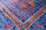 Purple Geometric Persian Mamluk Hand Knotted Wool Rug - 5' 8" X 8' 1" - Golden Nile