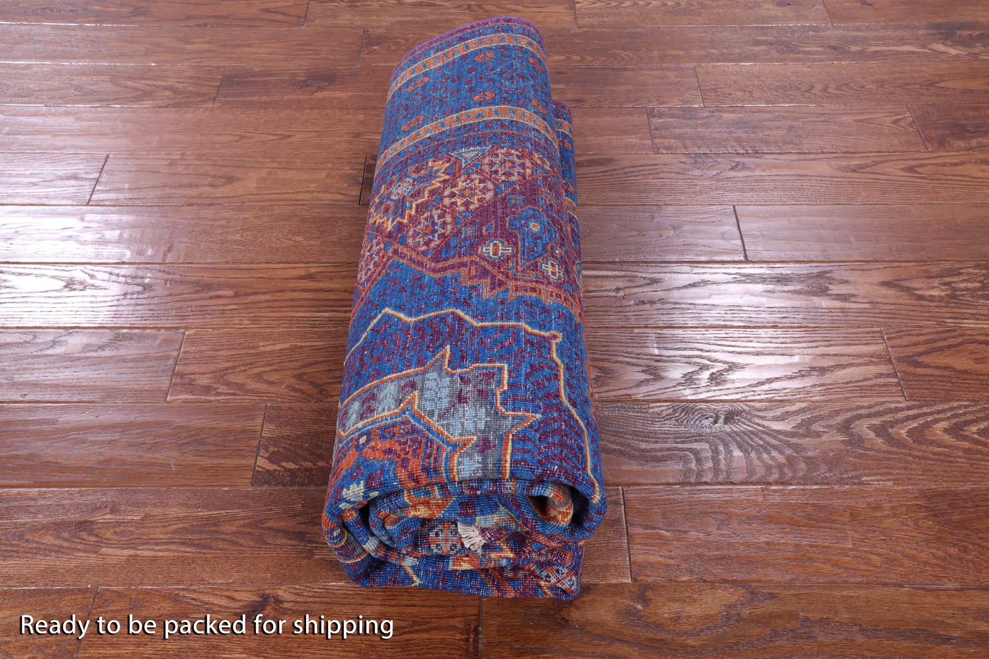 Purple Geometric Persian Mamluk Handmade Wool Rug - 5' 6" X 8' 2" - Golden Nile