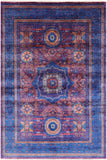 Purple Geometric Persian Mamluk Handmade Wool Rug - 5' 6" X 8' 2" - Golden Nile