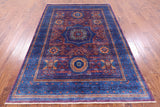 Purple Geometric Persian Mamluk Handmade Wool Rug - 5' 6" X 8' 2" - Golden Nile