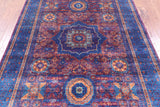 Purple Geometric Persian Mamluk Handmade Wool Rug - 5' 6" X 8' 2" - Golden Nile