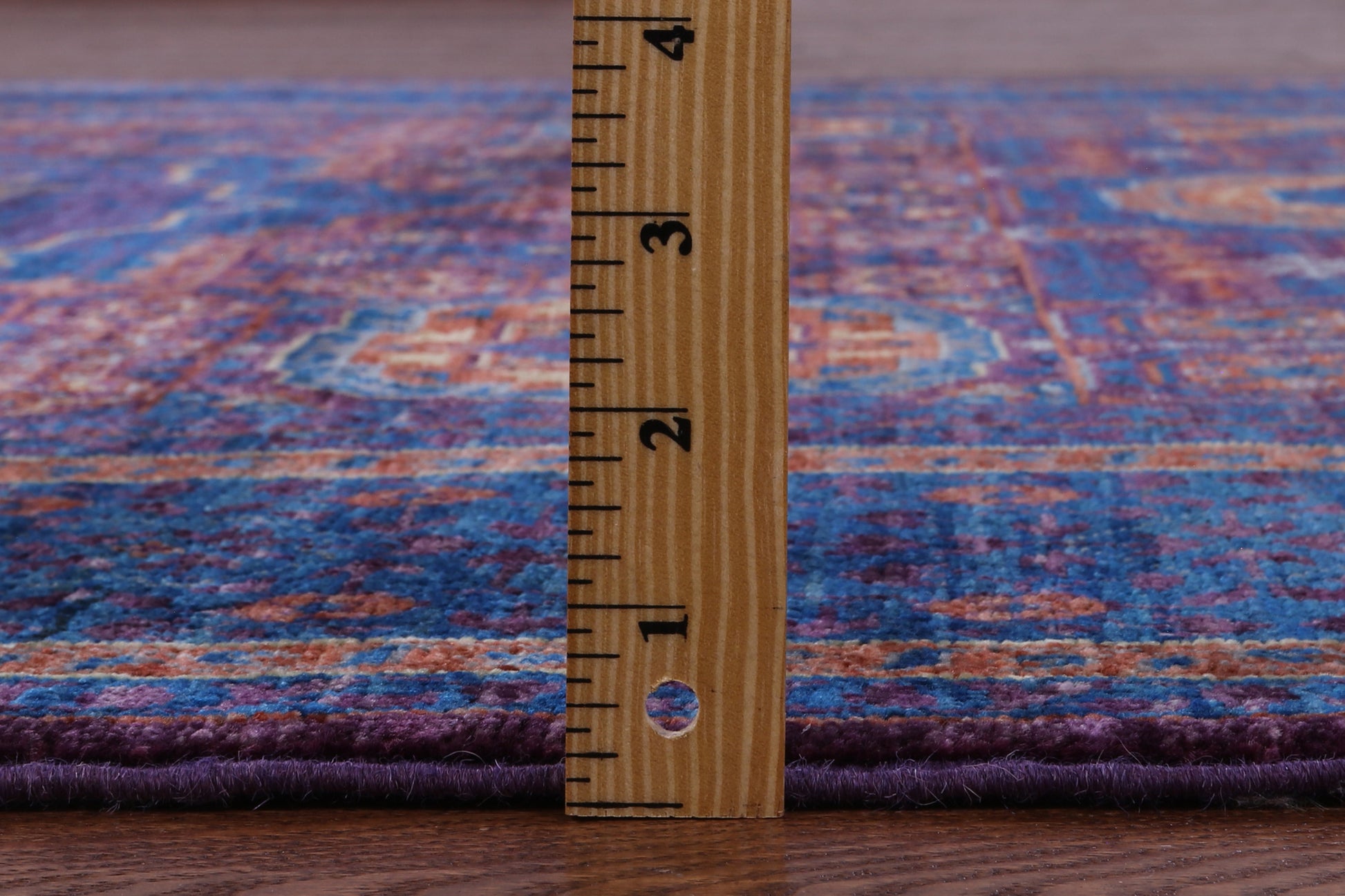 Purple Geometric Persian Mamluk Handmade Wool Rug - 5' 6" X 8' 2" - Golden Nile